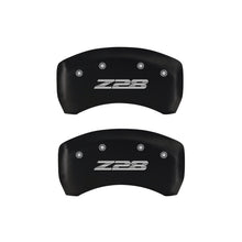 Load image into Gallery viewer, MGP 4 Caliper Covers Engraved Front Gen 4/Camaro Engraved Rear Gen 4/Z28 Red finish silver ch Caliper Covers MGP
