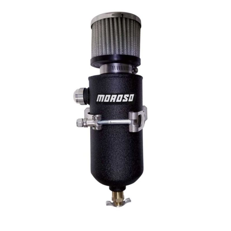 Moroso 12AN Male Catch Can Breather Tank - Black Powder Coat Expansion Tanks Moroso