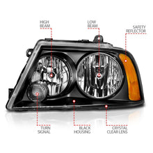 Load image into Gallery viewer, ANZO 2003-2006 Lincoln Navigator Crystal Headlights Black Headlights ANZO
