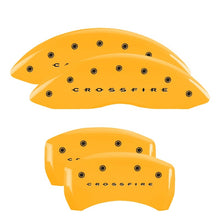 Load image into Gallery viewer, MGP 4 Caliper Covers Engraved F &amp; R Crossfire Yellow Finish Black Char 2005 Chrysler Crossfire Caliper Covers MGP
