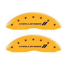 Load image into Gallery viewer, MGP 4 Caliper Covers Engraved F &amp; R Stripes/Challenger Yellow Finish Black Char 2006 Dodge Charger Caliper Covers MGP
