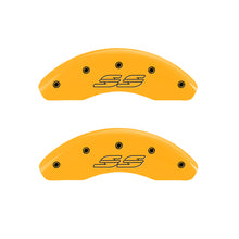 Load image into Gallery viewer, MGP 4 Caliper Covers Engraved Front &amp; Rear Impala style/SS Yellow finish black ch Caliper Covers MGP
