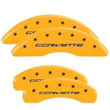 Load image into Gallery viewer, MGP 4 Caliper Covers Engraved Front &amp; Rear C7/Corvette Yellow finish black ch Caliper Covers MGP
