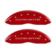Load image into Gallery viewer, MGP 4 Caliper Covers Engraved Front &amp; Rear C7/Corvette Red finish silver ch Caliper Covers MGP
