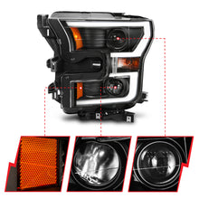 Load image into Gallery viewer, ANZO 2015-2017 Ford F-150 Projector Headlights w/ Plank Style Switchback Black w/ Amber Headlights ANZO
