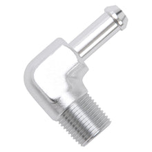 Load image into Gallery viewer, Edelbrock Hose End 90-Deg 3/8In NPT to 3/8In Barb Clear Anodize Fittings Edelbrock
