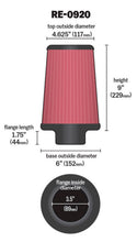 Load image into Gallery viewer, K&amp;N Universal Rubber Filter 3 1/2inch ID FLG / 6inch Base / 4-5/8inch Top / 9inch Height Air Filters - Universal Fit K&amp;N Engineering   
