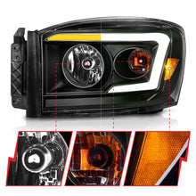 Load image into Gallery viewer, Anzo 06-09 Dodge RAM 1500/2500/3500 Headlights Black Housing/Clear Lens (w/Switchback Light Bars) Headlights ANZO
