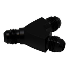 Load image into Gallery viewer, DeatschWerks 6AN Male Flare to 6AN Male Flare to 6AN Male Flare Y Fitting - Anodized Matte Black Distribution Blocks DeatschWerks

