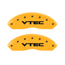Load image into Gallery viewer, MGP 4 Caliper Covers Engraved Front &amp; Rear Vtech Yellow Finish Black Char 2005 Honda Pilot Caliper Covers MGP   

