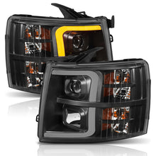 Load image into Gallery viewer, ANZO 07-13 Chevrolet Silverado 1500 Plank Style Projector Headlights Black w/ Amber Headlights ANZO
