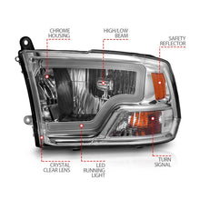 Load image into Gallery viewer, ANZO 2009-2018 Dodge Ram 1500/ 2500/ 3500 Crystal Headlights w/ Light Bar Chrome Housing Headlights ANZO
