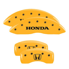 Load image into Gallery viewer, MGP 4 Caliper Covers Engraved Front Honda Engraved Rear H Logo Yellow finish black ch Caliper Covers MGP
