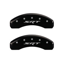 Load image into Gallery viewer, MGP 4 Caliper Covers Engraved Front &amp; Rear SRT Black finish silver ch Caliper Covers MGP
