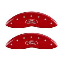 Load image into Gallery viewer, MGP 4 Caliper Covers Engraved Front &amp; Rear Oval logo/Ford Red finish silver ch Caliper Covers MGP
