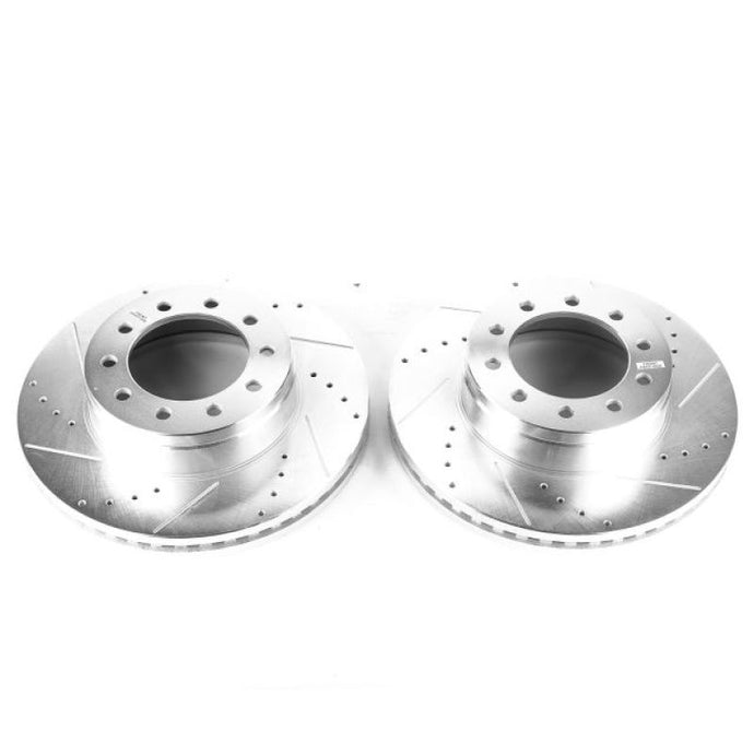 Power Stop 17-20 Ford F-550 Super Duty Front Drilled & Slotted Rotor - Pair Brake Rotors - Slot & Drilled PowerStop