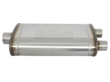 Load image into Gallery viewer, aFe MACHForce XP SS Muffler 3in Center Inlet / 2.5in Dual Outlets 22in L x 11in W x 6in H Body Muffler aFe
