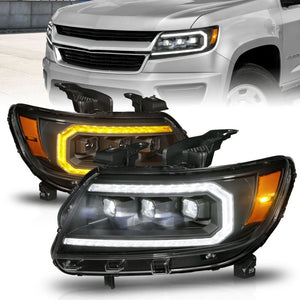 ANZO 15-22 Chevrolet Colorado Full LED Projector Headlights w/ Initiation & Sequential - Black Headlights ANZO   
