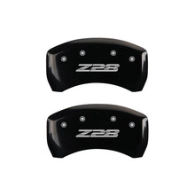 Load image into Gallery viewer, MGP 4 Caliper Covers Engraved Front Gen 4/Camaro Engraved Rear Gen 4/Z28 Black finish silver ch Caliper Covers MGP
