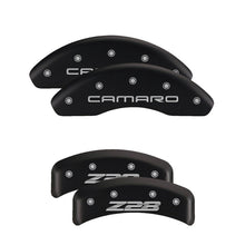 Load image into Gallery viewer, MGP 4 Caliper Covers Engraved Front Cursive/Challenger Engraved Rear RT Black finish silver ch Caliper Covers MGP
