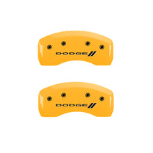 Load image into Gallery viewer, MGP 4 Caliper Covers Engraved F &amp; R w/ Stripes/Dodge Yellow Finish Black Char 2005 Dodge Neon Caliper Covers MGP
