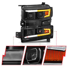 Load image into Gallery viewer, ANZO 19-22 Chevrolet Silverado 1500 LED Proj HL w/Lgt Bar SwBk Seq. Blk w/In. Light - Driver Side ON Headlights ANZO
