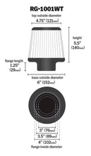 Load image into Gallery viewer, K&amp;N Universal Filter Chrome Round Tapered White - 4in Flange ID x 1.125in Flange Length x 5.5in H Air Filters - Universal Fit K&amp;N Engineering   
