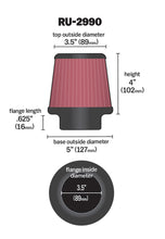 Load image into Gallery viewer, K&amp;N Filter Universal Rubber Filter 3 1/2 inch Flange 5 inch Base 3 1/2 inch Top 4 inch Height Air Filters - Universal Fit K&amp;N Engineering   
