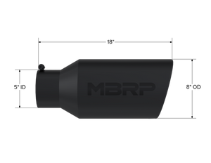 MBRP Universal Tip 8in OD Rolled End 5in Inlet 18in Length T304 - Black Tips MBRP   