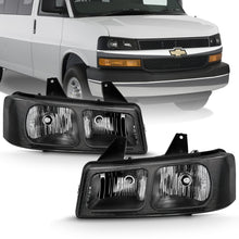 Load image into Gallery viewer, ANZO 2003-2017 Chevy Express Crystal Headlight Black Headlights ANZO
