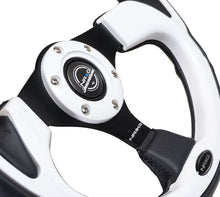Load image into Gallery viewer, NRG Reinforced Steering Wheel (320mm) Blk w/White Trim &amp; 4mm 3-Spoke Steering Wheels NRG
