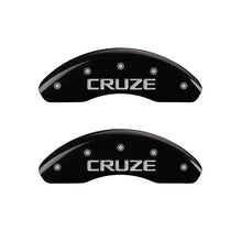 Load image into Gallery viewer, MGP 4 Caliper Covers Engraved Front &amp; Rear Cruze Black Finish Silver Char 2017 Chevrolet Cruze Caliper Covers MGP
