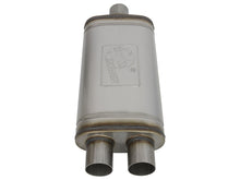 Load image into Gallery viewer, aFe MACHForce XP SS Muffler 2.5in Center Inlet / 2.5in Dual Outlets 18in L x 9in W x 4in H Body Muffler aFe
