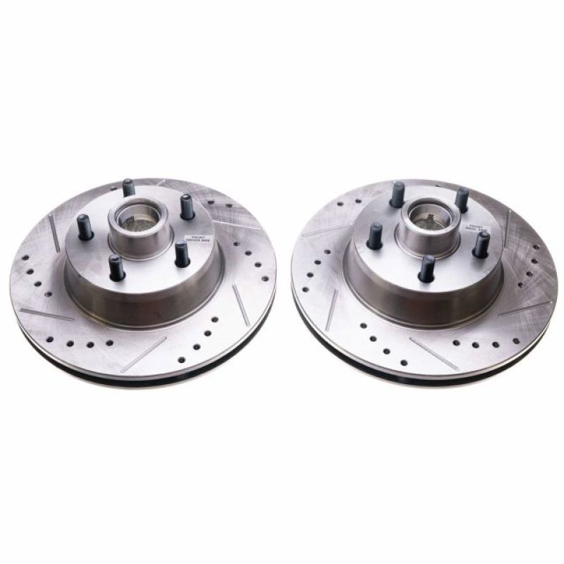 Power Stop 69-70 Ford Country Squire Front Evolution Drilled & Slotted Rotors - Pair Brake Rotors - Slot & Drilled PowerStop