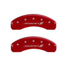 Load image into Gallery viewer, MGP 4 Caliper Covers Engraved Front &amp; Rear With stripes/Journey Red finish silver ch Caliper Covers MGP
