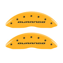 Load image into Gallery viewer, MGP 4 Caliper Covers Engraved Front &amp; Rear Durango Yellow Finish Black Char 2007 Dodge Durango Caliper Covers MGP
