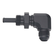 Load image into Gallery viewer, DeatschWerks 8AN Male Flare to 5/16in Male Barb Bulkhead Adapter 90-Degree - Anodized Matte Black Fittings DeatschWerks
