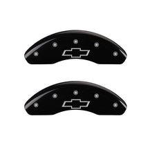 Load image into Gallery viewer, MGP Front set 2 Caliper Covers Engraved Front Bowtie Black finish silver ch Caliper Covers MGP
