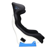 Load image into Gallery viewer, NRG FRP Bucket Seat - White Finish with Arrow Embroidery And Blue Side Mount Bracket Race Seats NRG
