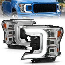 Load image into Gallery viewer, Anzo 18-20 Ford F-150 Full Led Projector Light Bar Style Headlights - Chrome Amber Headlights ANZO
