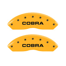 Load image into Gallery viewer, MGP 4 Caliper Covers Engraved Front Cobra Rear Snake Yellow Finish Black Char 2008 Ford Mustang Caliper Covers MGP
