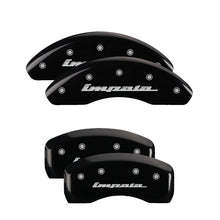 Load image into Gallery viewer, MGP 4 Caliper Covers Engraved Front &amp; Rear Impala Black finish silver ch Caliper Covers MGP
