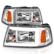 Load image into Gallery viewer, ANZO 2001-2011 Ford Ranger Crystal Headlights w/ Light Bar Chrome Housing Headlights ANZO
