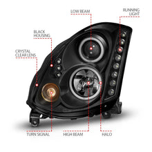 Load image into Gallery viewer, ANZO 2003-2007 Infiniti G35 Projector Headlights w/ Halo Black (CCFL) (HID Compatible) Headlights ANZO
