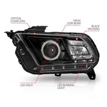 Load image into Gallery viewer, ANZO 2010-2014 Ford Mustang Projector Headlights w/ Halo Black (CCFL) Headlights ANZO
