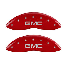 Load image into Gallery viewer, MGP Front set 2 Caliper Covers Engraved Front GMC Red finish silver ch Caliper Covers MGP
