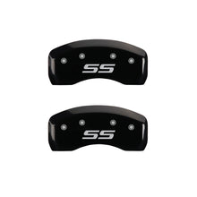 Load image into Gallery viewer, MGP 4 Caliper Covers Engraved Front &amp; Rear Monte Carlo style/SS Black finish silver ch Caliper Covers MGP
