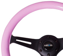 Load image into Gallery viewer, NRG Classic Wood Grain Steering Wheel (350mm) Solid Pink Painted Grip w/Black 3-Spoke Center Steering Wheels NRG
