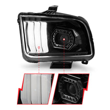 Load image into Gallery viewer, ANZO 05-09 Ford Mustang (w/Factory Halogen HL Only) Projector Headlights w/Light Bar Black Housing Headlights ANZO
