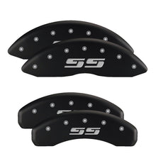 Load image into Gallery viewer, MGP 4 Caliper Covers Engraved Front &amp; Rear Silverado Black finish silver ch Caliper Covers MGP
